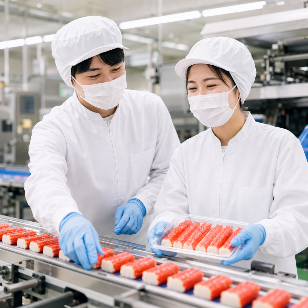 新潟市東区【派遣】夜勤固定のカニカマ製造|深夜割増|未経験OK|給与即払い可|大形駅から車で10分