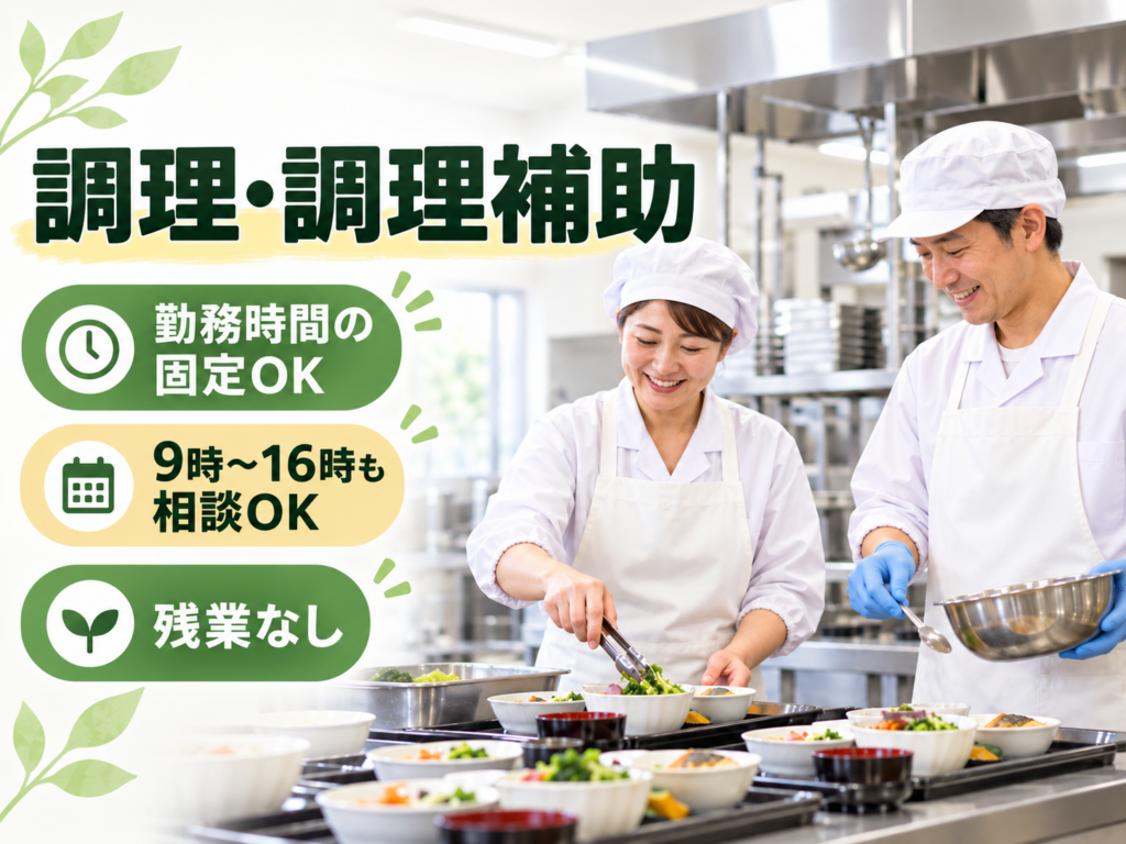 上越市【派遣】勤務時間の固定OK！老人ホームでの調理 　シフト制