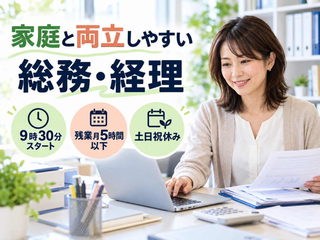 新潟市中央区【正社員】家庭と両立しやすい総務・経理事務｜土日祝休み・残業ほぼなし